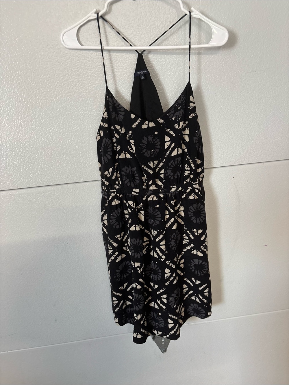 Madewell Black & Cream Spaghetti-Strap Mini Dress